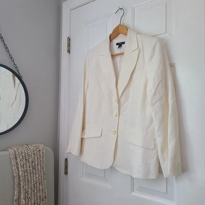 Blazer Alfani 100% Lino Talla 8 Minimalista Oficina Clásico Grapado Playa Boda Foto 1 de 4