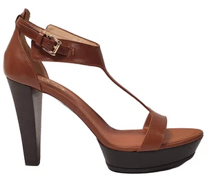 TOD'S SHOES BROWN LEATHER T-STRAP HIGH HEEL PLATFORM SANDALS sz IT 40.5 US 10.5 - Imagen 1 de 15