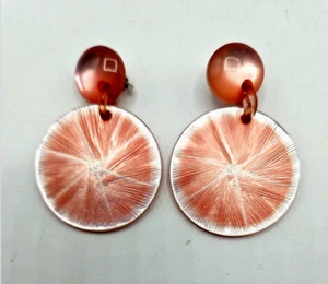 Vintage Grapefruitscheiben Harz Orange Rosa Clip auf Mode Ohrringe 2,50 Zoll - Bild 1 von 4