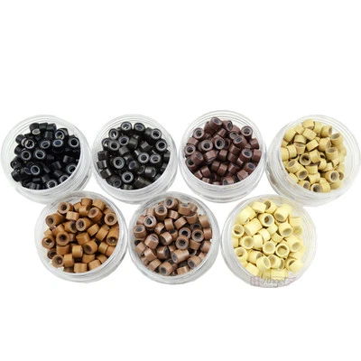 Links & Rings For Hair Extensions 6 Colors Silicone Lined Micro Rings Loop Beads - Image 1 of 4