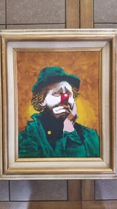 Pintura al óleo original firmada por JOHN PEERS Emmit Kelly payaso triste 11x14 lienzo - Imagen 1 de 7