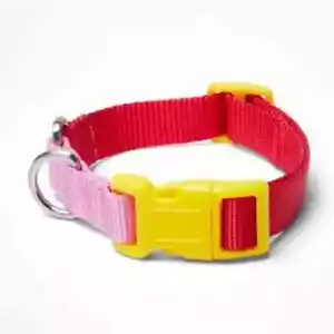 Collar de bloque de color rosa colección LEGO para perro objetivo pequeño de 8"" a 12"" rojo amarillo - Imagen 1 de 2