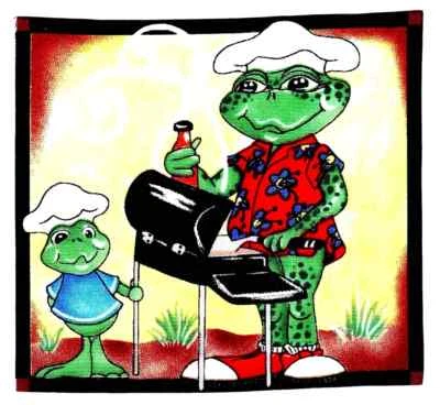 Aplique de tela de rana parrilla de chef plancha en dúo no bordado 4,5 pulgadas Foto 1 de 2