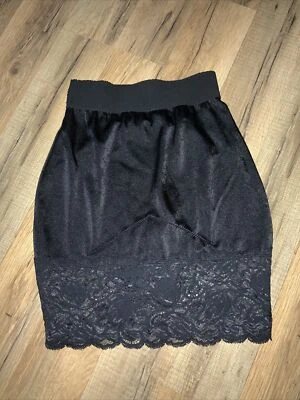 SHINY VTG VICTORIA SECRET SECOND SKIN Satin Slip Skirt Attached PANTY Shaper MED - Image 1 of 4
