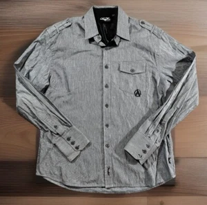 FENDER CUSTOM SHOP Shirt Mens Large B&W Stripe Rock N Roll Embroidered Button Up - Picture 1 of 14