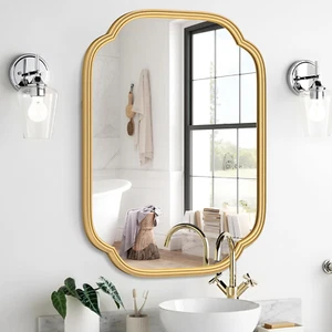Gold Mirrors for Bathroom, 18" X 24" Rectangular Wall Mirror for Bathroom Metal - Picture 1 of 9