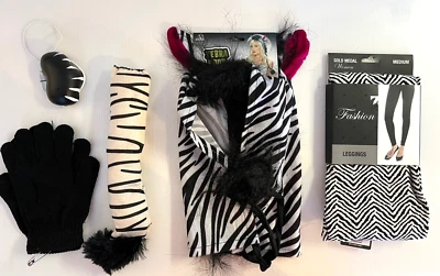 Disfraz de cebra - Kit de 5 piezas de cebra adulto MEDIANO Leggings por favor leer Foto 1 de 4