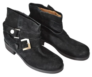 Women's JANET & JANET Black Leather Boots W/Straps US 6 EU 37 - Picture 1 of 8