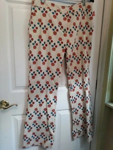 NEW DIRECTIONS 16 Pants NEW Yellow floral Rayon Nylon Spandex NEW Flared 1960s - Picture 1 of 12