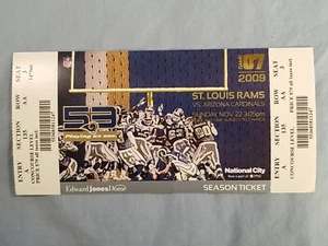11/22/09 2009 NFL Arizona Cardinals @ St. Louis Rams Ticket WARNER FITZGERALD - Picture 1 of 2