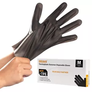 Guantes de plástico negros OKIAAS 100 unidades sin látex para cocina salón de cocina | F... - Imagen 1 de 7