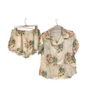 Nuevo sin etiquetas Conjunto de pijama con pantalones cortos blanco floral dama de honor coqueta casa de campo - Imagen 1 de 6
