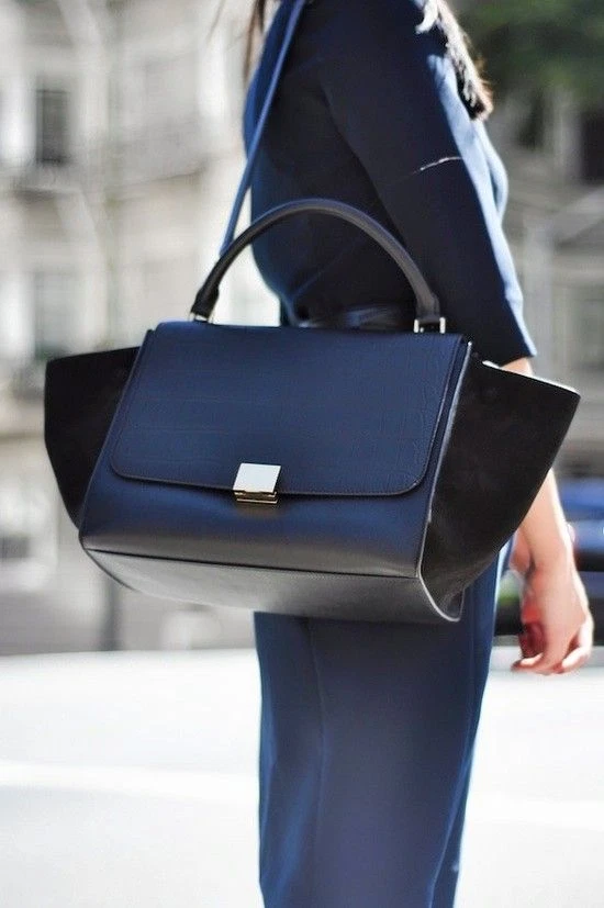 CELINE Small Trapeze Top Handle Tote & Shoulder Bag - Black | Leather & Suede - Image 1 of 4
