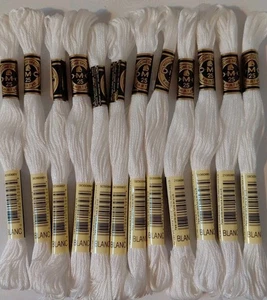 DMC Cotton Embroidery Floss Thread Lot of 12 Skeins White 117-BLANC New - Picture 1 of 1