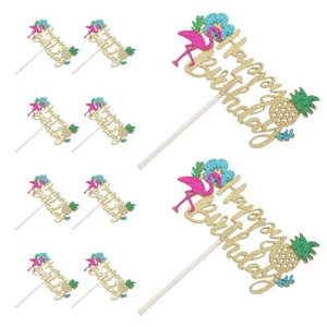  10pcs Hawaiian Cake Decorations: Tropical Flamingo Cake Decoration And - Picture 1 of 12