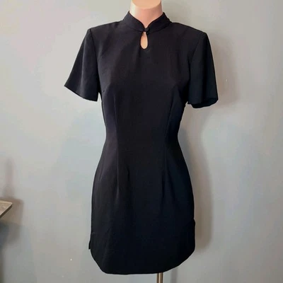 Винтажный Cheongsam мини-платье размер 6 разрезов азиатский Y2K мандарин 90-х готический праздник - Изображение 1 из 4