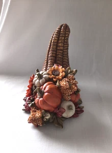 Hobby Lobby 2018 Resina Acción de Gracias Cornucopia Cuerno de la Abundancia - Imagen 1 de 14
