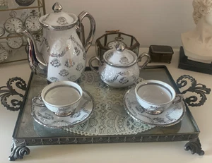 🔴 Vassoio merletto tazzine caffè TET A TET ceramica trasparente FOREIGN vintage - Imagen 1 de 11