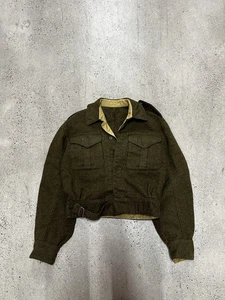 Chaqueta Rockabilly Ricky Vintage Años 40 Caqui Verde Gabardina Solapa Bolsillo Casi Como Nueva - Imagen 1 de 10