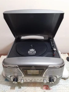 GPO Memphis Retro Vinyl Record Player 4-in-1 FM Radio CD Turntable USB/SD Workin - Imagen 1 de 19