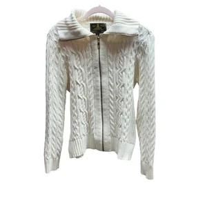 Lauren Ralph Lauren Black Label Woman Size XL Zip Up Cable-Knit Cardigan Ivory - Picture 1 of 12
