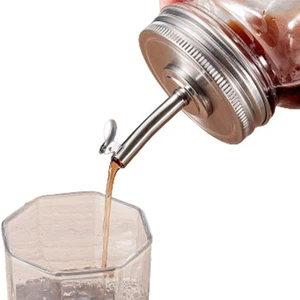 2x Pour Spout Lids Oil Bottle Cover Silicone Washer Cap for Mason Jar - Picture 1 of 10