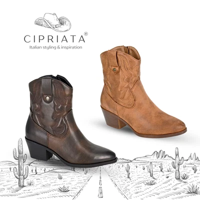 Womens Ankle Cowgirl Boots Cipriata Western Memory Foam Festival Country Girls - Image 1 of 4