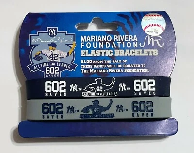 MARIANO RIVERA FOUNDATION 602 SAVES N.Y. YANKEES ELASTIC WRIST-BAND BRACELET SET - Image 1 of 2