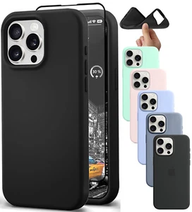 Funda Silicona con Protector de Pantalla para iPhone 16 15 Pro Max 14 Plus 13 12 - Imagen 1 de 66