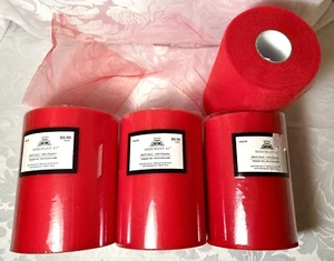 6" Red Matte Tulle Ribbon 3 + 1 Rolls Wedding Valentine Craft 400 yards! - Picture 1 of 5