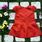 Janie And Jack Girls Short Sleeve Dress Size 2T Floral Pattern Faux Fur Sleeves