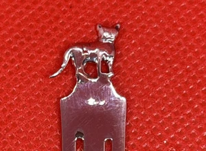 Sterling Silver 925 Kitty Cat Finial Bookmark Size 1.90” 🐈⬛🐈 - Picture 1 of 9