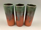 VTG Drip Glazed Red Clay or Terracotta Pottery Tom Collins Tumblers - Set of 3