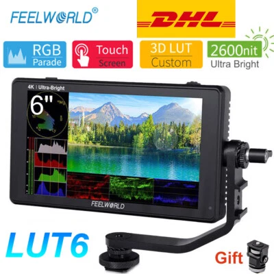 DHL FEELWORLD LUT6 6 Inch IPS 2600nits 3D LUT HDR Camera Field Monitor for DSLR - Image 1 of 4