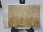 Victorian Antique Cabinet Card Photo of A Family, Father, And 2 Sons 4 X 6