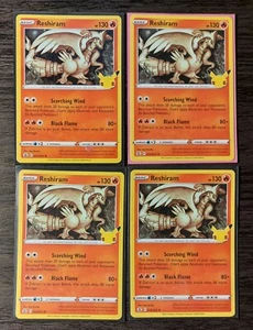 4x Reshiram 002/025 Pokemon card Celebrations rare holo NM - Picture 1 of 1