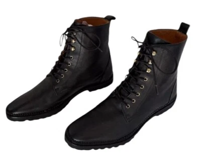 & Other Stories Black Leather Lace-Up Boots - Size 40 - Made in Portugal - Image 1 of 4