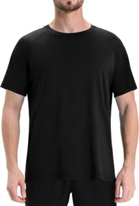 Herren Trainingsshirt - Schwarz Feuchtigkeitsableitend Athletic Gym Tee, Kurzarm - Bild 1 von 4