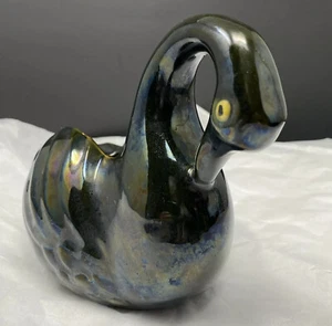 Vintage Mid Century Pottery Black Swan Planter Bowl. - Picture 1 of 8