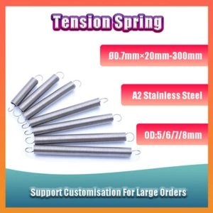 A2 Stainless Steel Tension Springs | Ø0.7mm×20-300mm for Automotive, Industrial - Picture 1 of 6