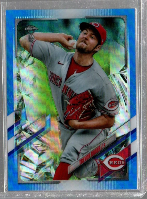 2021 Topps Chrome Ben Baller Blue Refractors #77 Trevor Bauer /75 - Image 1 of 1