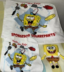Vtg Spongebob Squarepants Towel Washcloth Set + Smack N Yak Talking Plush - Picture 1 of 11