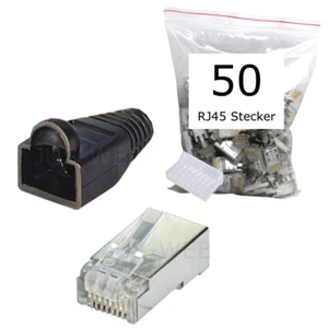 50x CAT5 RJ45 Stecker geschirmt 8P8C Crimp Patchkabel Netzwerk 50 Stück schwarz - Afbeelding 1 van 1