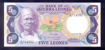 Sierra Leone  5 Leones  1985   P7g  UNC - Image 1 of 2