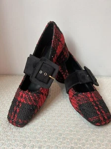 Castaner Spanien 38 7,5 8 Karmin rot & schwarz bezahlt Blockabsatz Urlaub Weihnachten - Bild 1 von 11