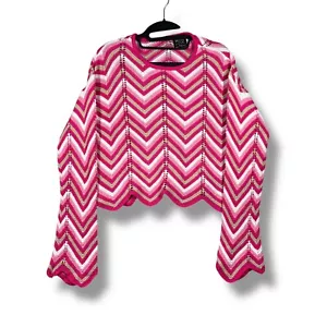 Maglione maglia donna Fct With Love rosa chevron bianco taglia M hippie fata - Foto 1 di 8