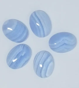 Piedras preciosas cabujón ovalado de 10x14 mm de encaje azul de calidad AAA+ | AAA+ encaje azul natural - Imagen 1 de 4
