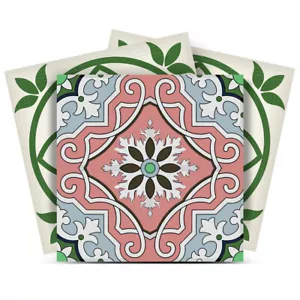 4" X 4" Vintage Green And Taupe Mosaic Peel And Stick Removable Tiles - Picture 1 of 8
