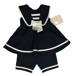 Bonnie Baby Dress 2 Piece Set Nautical Sailor Size 6-9 M Sleeveless NWT - Picture 1 of 6