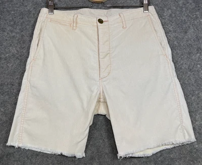 VISVIM Shorts Mens 2 US S 31x8 Ivory Cut-Off Corduroy Buckle Back Raw Hem Japan - Image 1 of 4